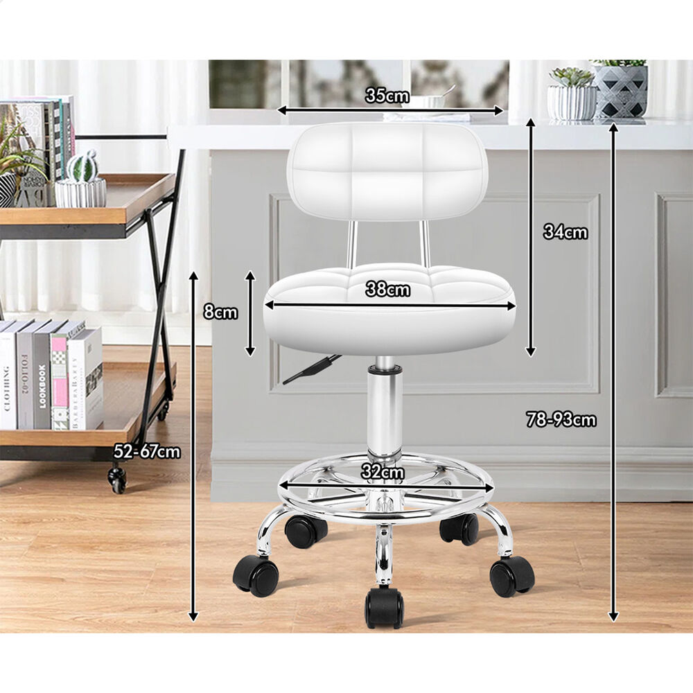 ALFORDSON Salon Stool Backrest Swivel Barber Hair Dress Leather Chair Riley - Picture 50 of 51