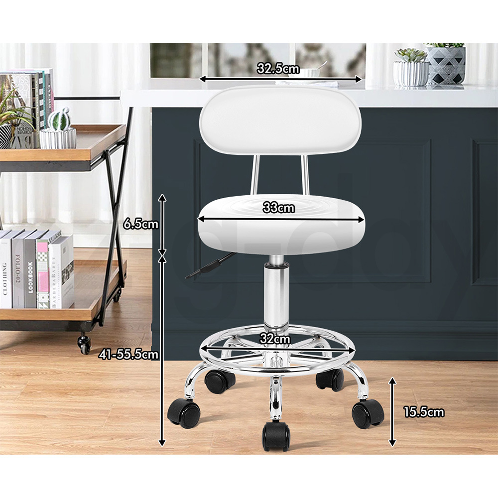 ALFORDSON Salon Stool Backrest Swivel Barber Hair Dress Leather Chair Declan - Picture 21 of 32