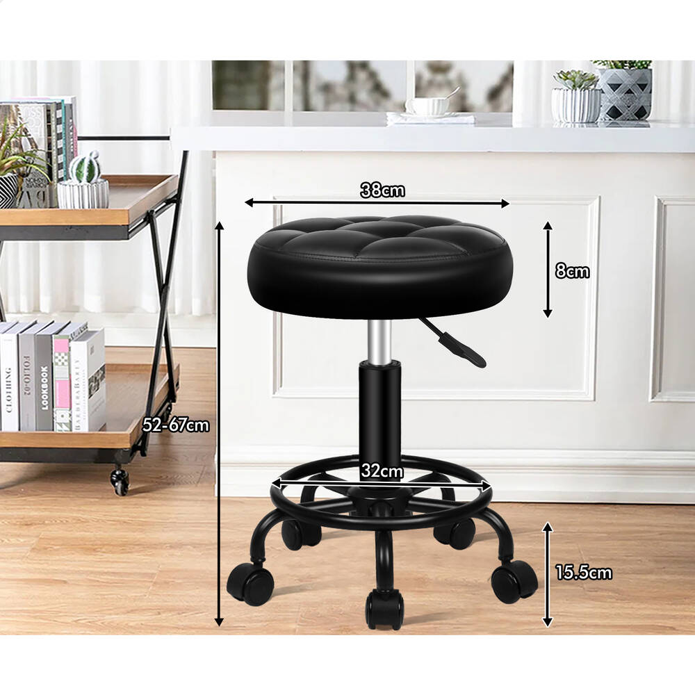 ALFORDSON Salon Stool Backrest Swivel Barber Hair Dress Leather Chair Riley - Picture 10 of 51