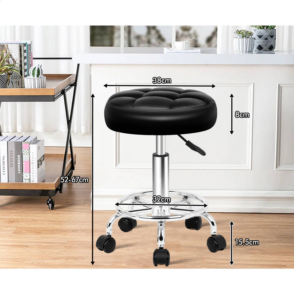 ALFORDSON Salon Stool Backrest Swivel Barber Hair Dress Leather Chair Riley - Picture 20 of 51