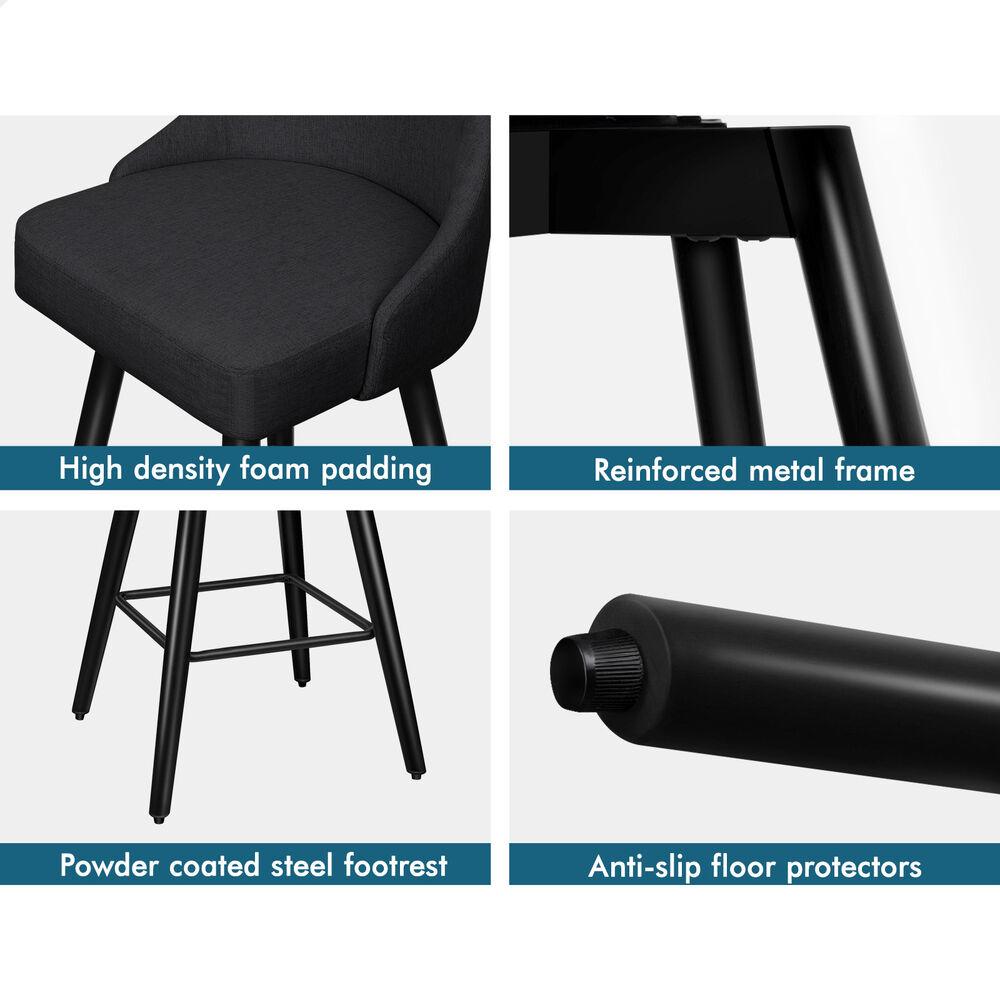 ALFORDSON Metal Bar Stools Megan Kitchen Counter Swivel Dining Chair x2/x4 - Picture 11 of 47