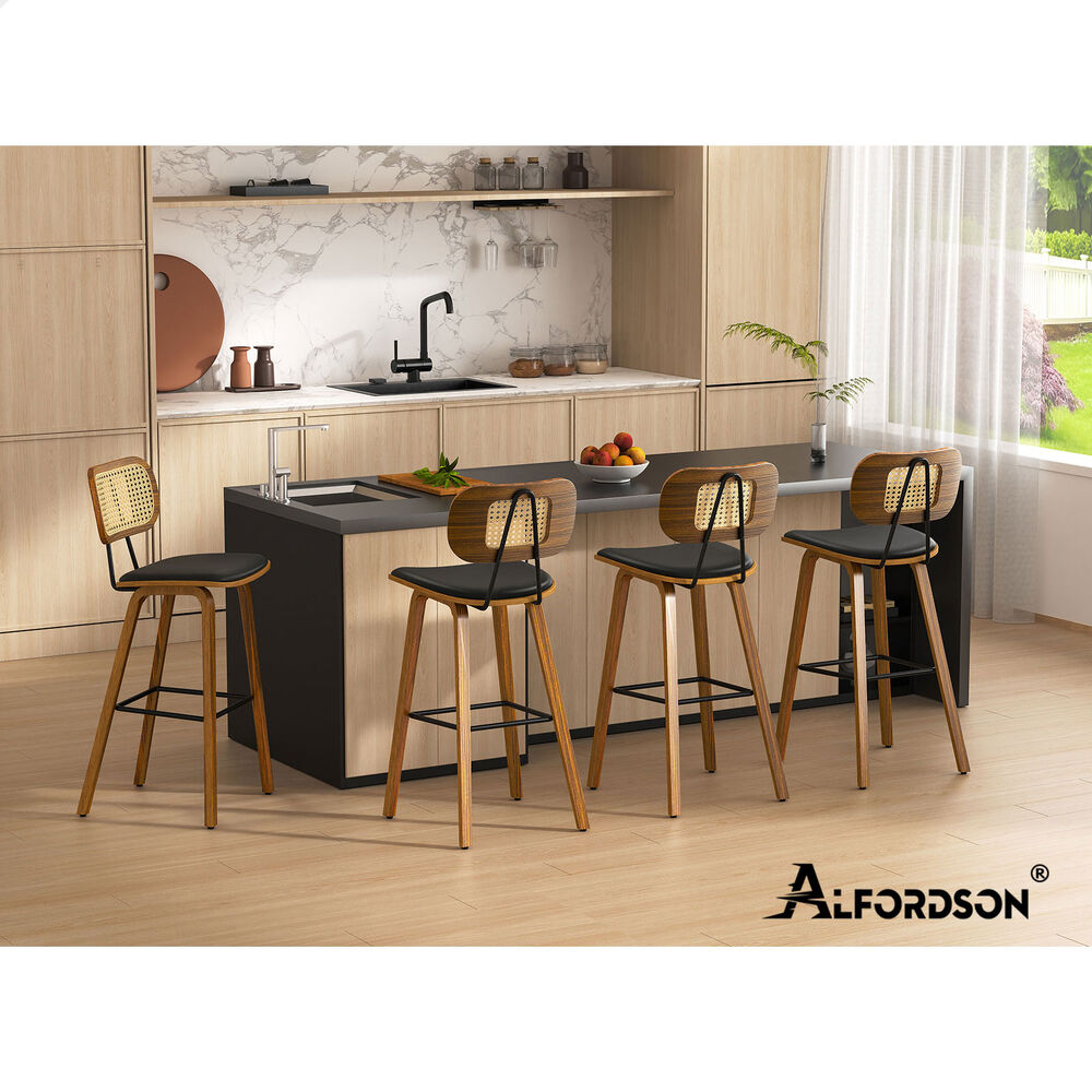ALFORDSON Kitchen Bar Stools Wooden Swivel Leather Metal Dining Chair x2/x4 - Picture 562 of 1,020
