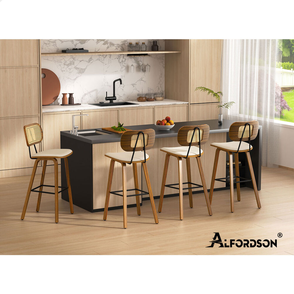 ALFORDSON Kitchen Bar Stools Wooden Swivel Leather Metal Dining Chair x2/x4 - Picture 592 of 1,020
