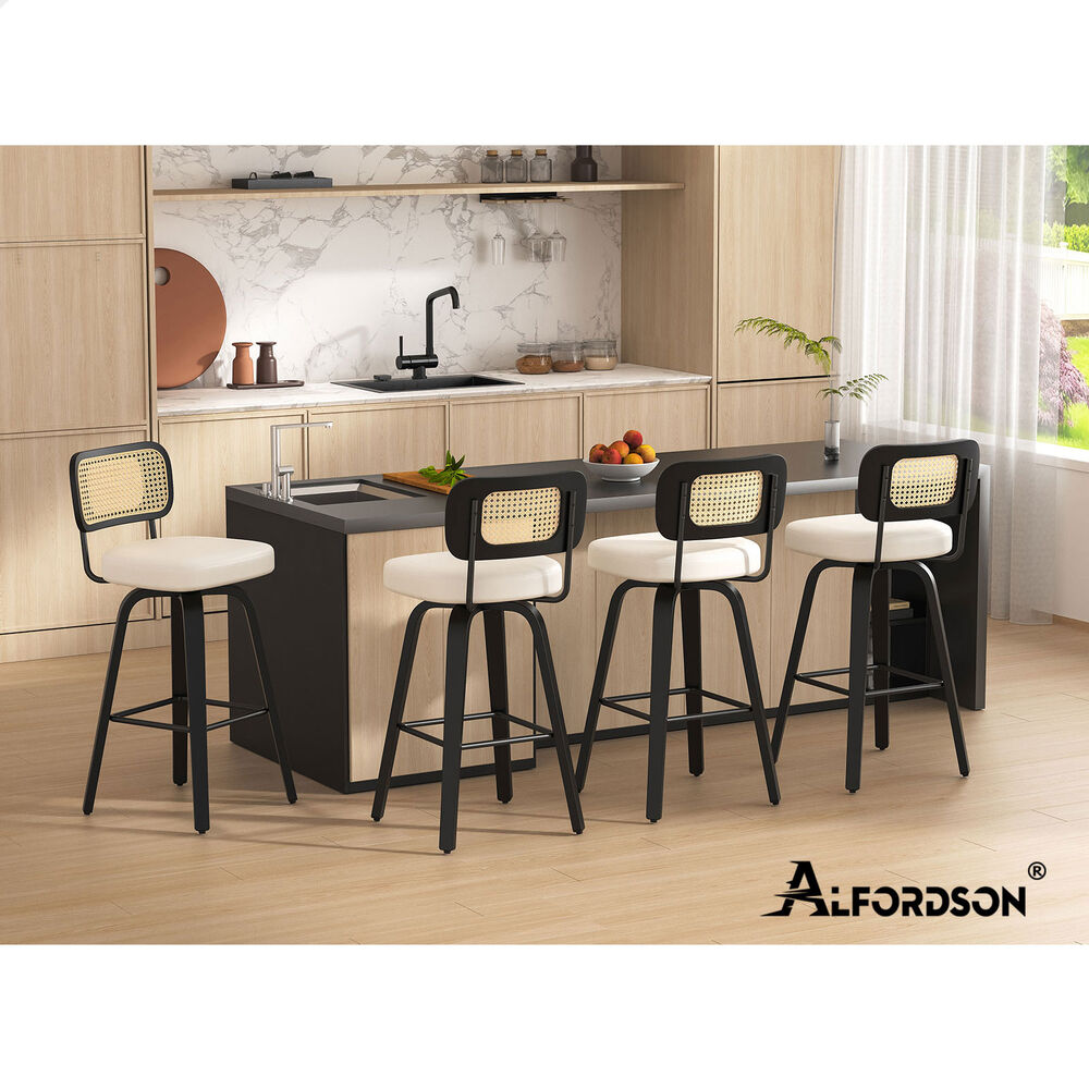 ALFORDSON Kitchen Bar Stools Wooden Swivel Leather Metal Dining Chair x2/x4 - Picture 642 of 1,020