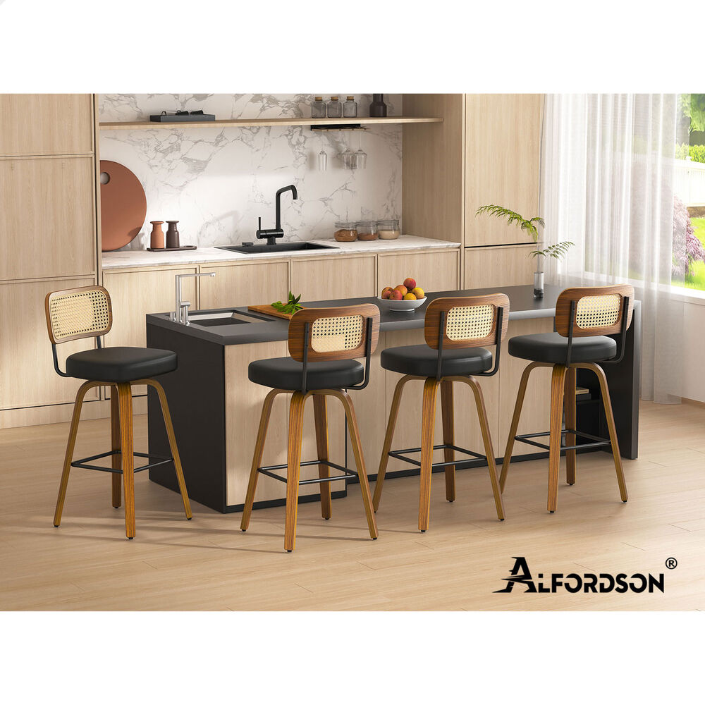 ALFORDSON Kitchen Bar Stools Wooden Swivel Leather Metal Dining Chair x2/x4 - Picture 672 of 1,020