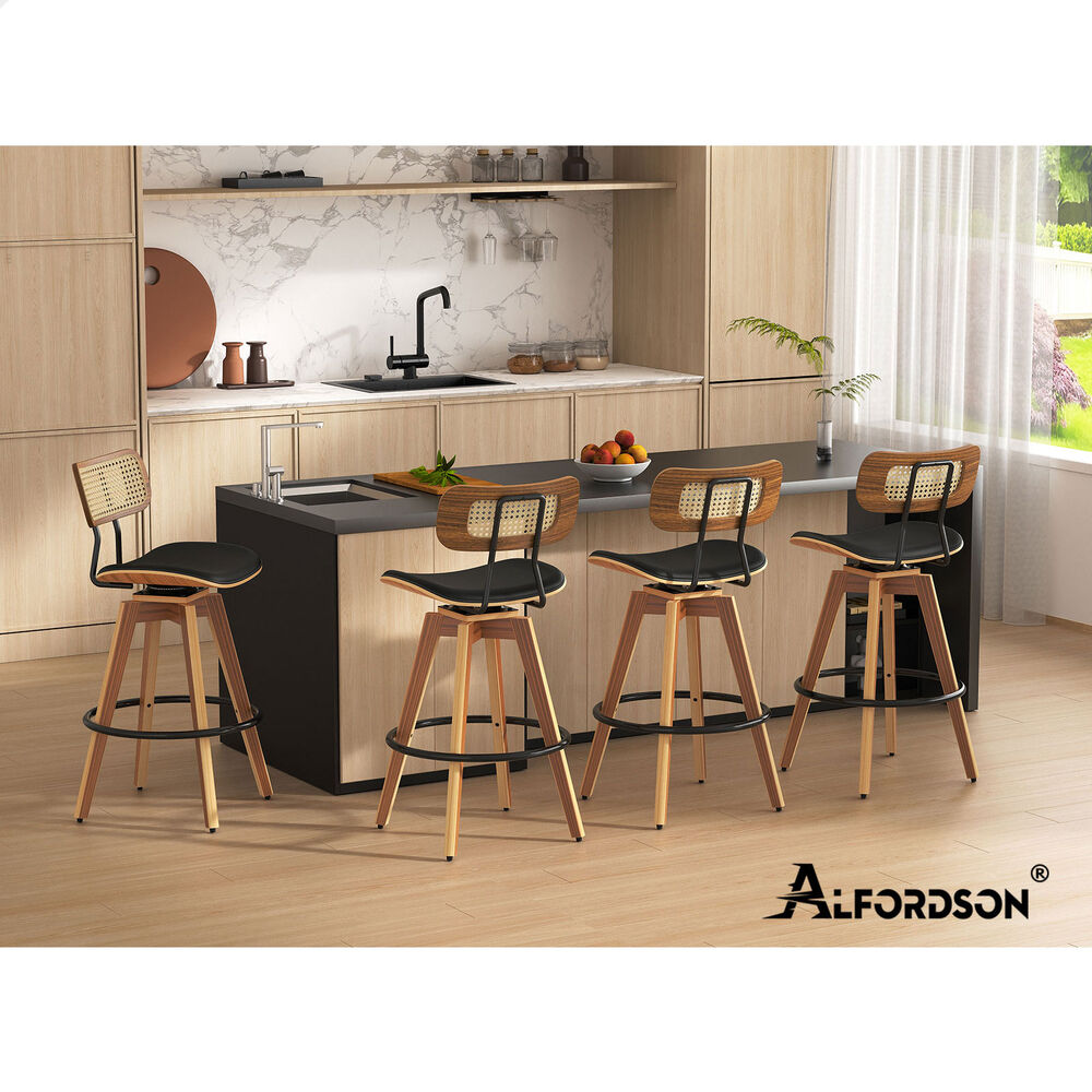 ALFORDSON Kitchen Bar Stools Wooden Swivel Leather Metal Dining Chair x2/x4 - Picture 682 of 1,020