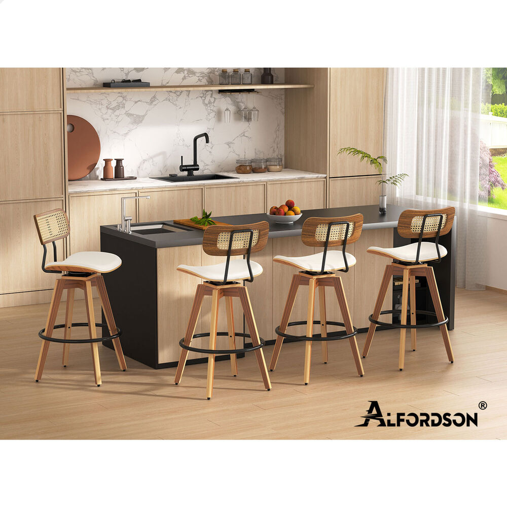 ALFORDSON Kitchen Bar Stools Wooden Swivel Leather Metal Dining Chair x2/x4 - Picture 712 of 1,020