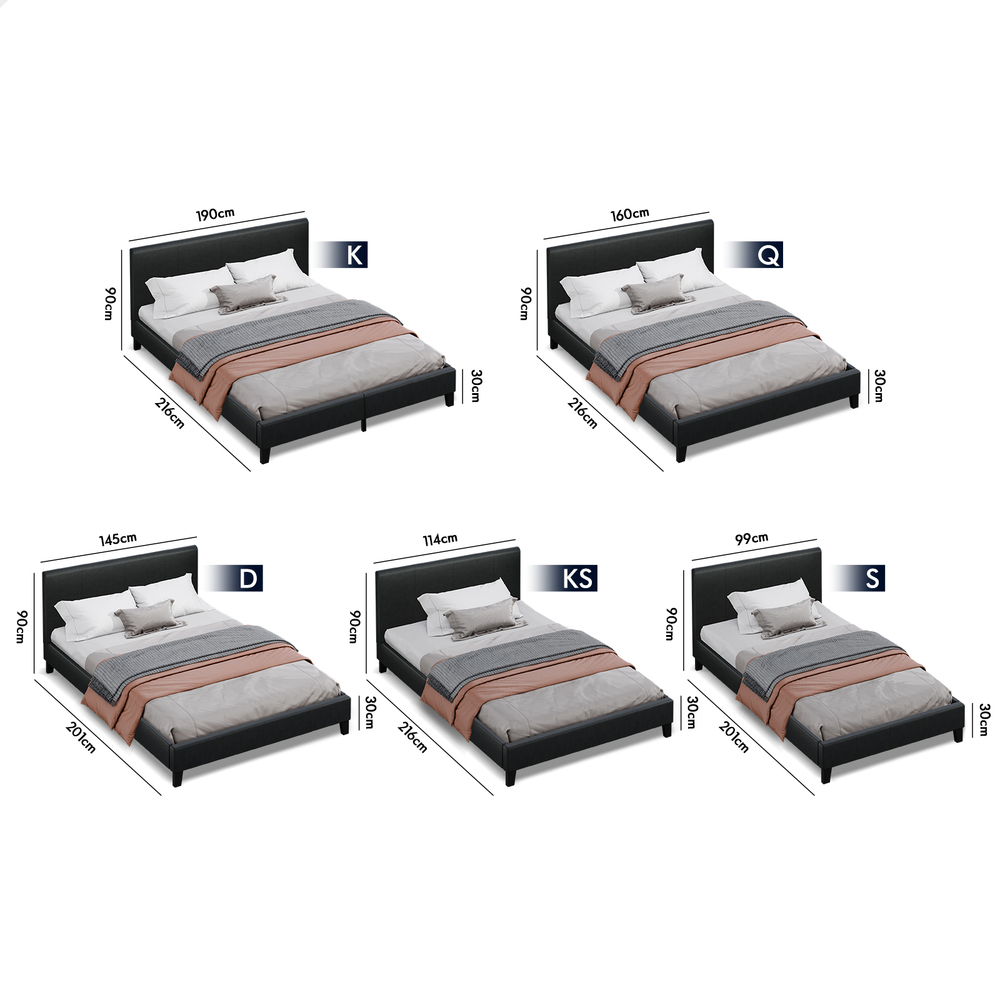 ALFORDSON Bed Frame Queen Double King Single Base Wooden Slats Leather Fabric - Picture 107 of 301