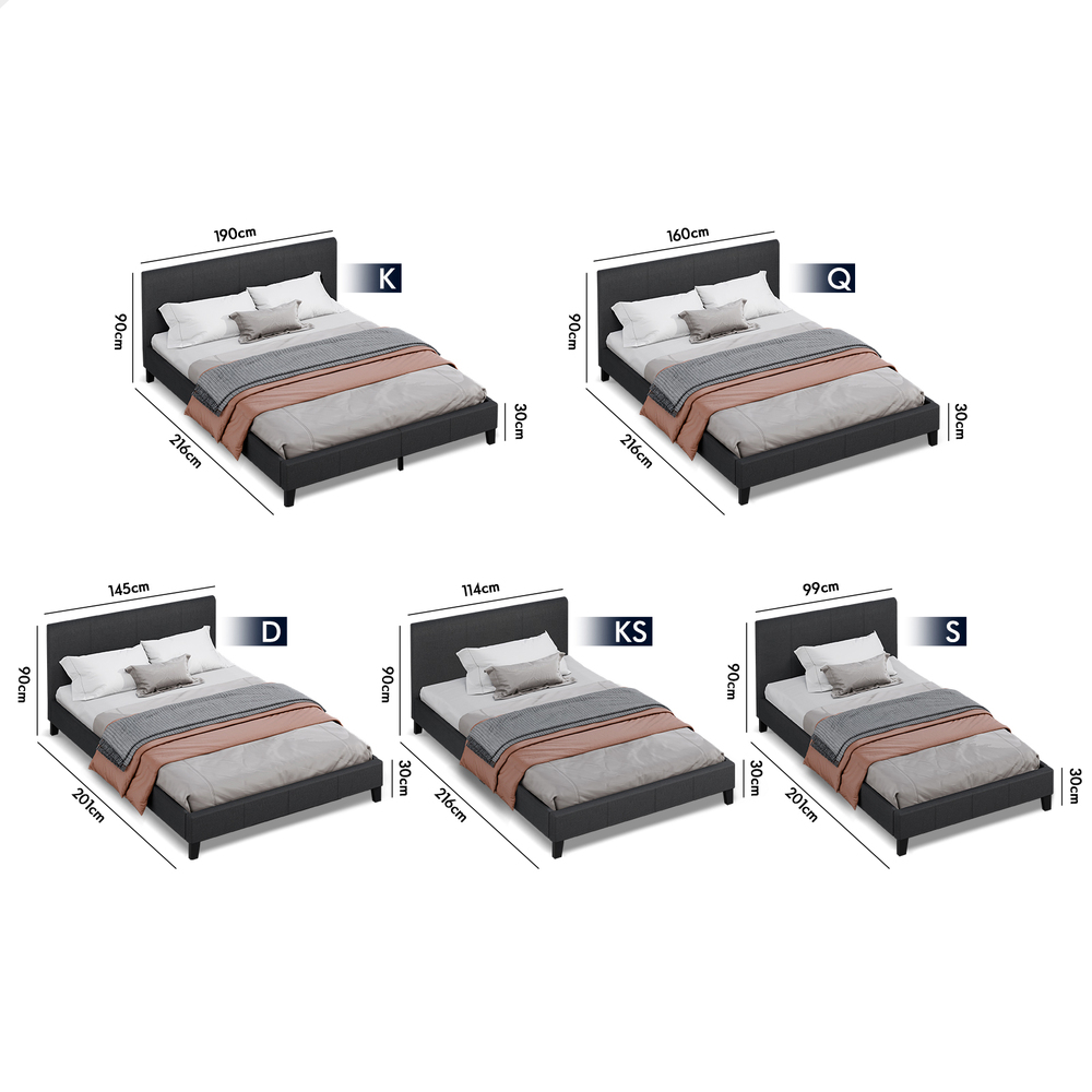 ALFORDSON Bed Frame Queen Double King Single Base Wooden Slats Leather Fabric - Picture 83 of 301