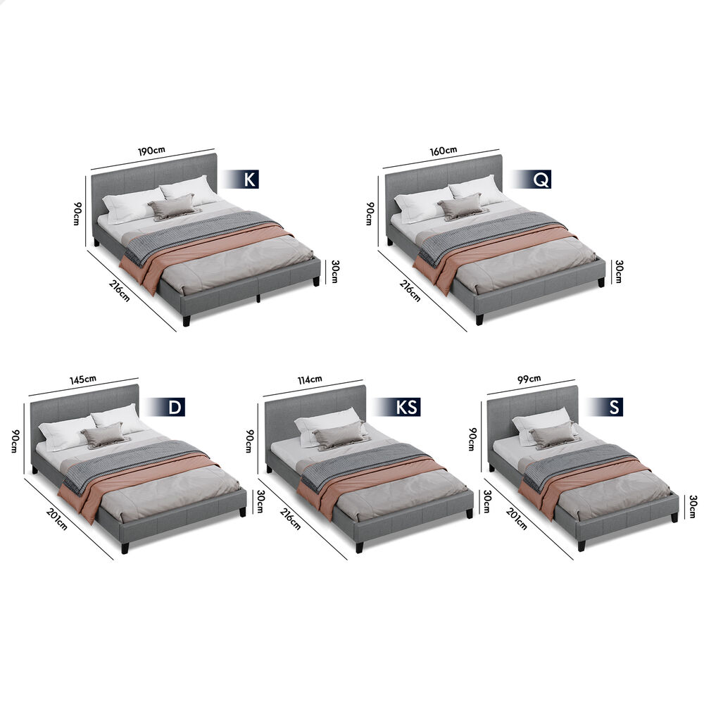 ALFORDSON Bed Frame Queen Double King Single Base Wooden Slats Leather Fabric - Picture 95 of 301