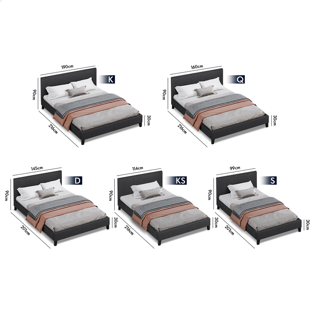 ALFORDSON Bed Frame Queen Double King Single Base Wooden Slats Leather Fabric - Picture 143 of 301
