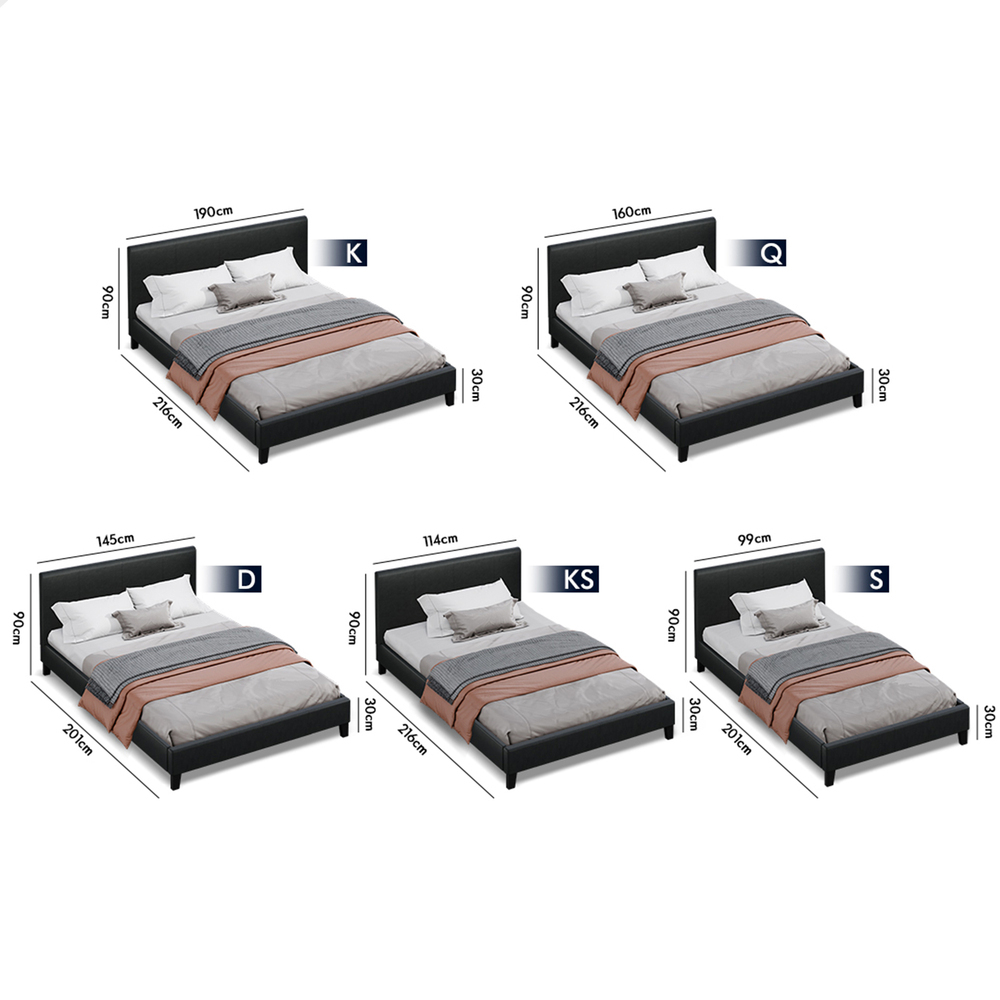 ALFORDSON Bed Frame Queen Double King Single Base Wooden Slats Leather Fabric - Picture 227 of 301