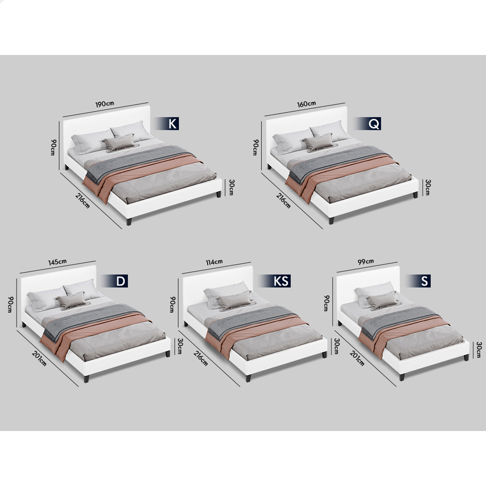 ALFORDSON Bed Frame Queen Double King Single Base Wooden Slats Leather Fabric - Picture 191 of 301