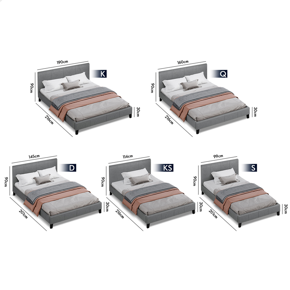 ALFORDSON Bed Frame Queen Double King Single Base Wooden Slats Leather Fabric - Picture 215 of 301