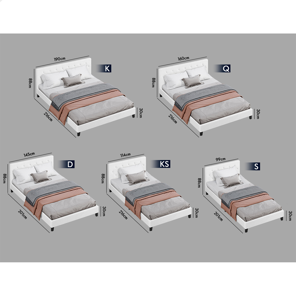 ALFORDSON Bed Frame Queen Double King Single Wooden Base Platform White Boucle - Picture 12 of 62