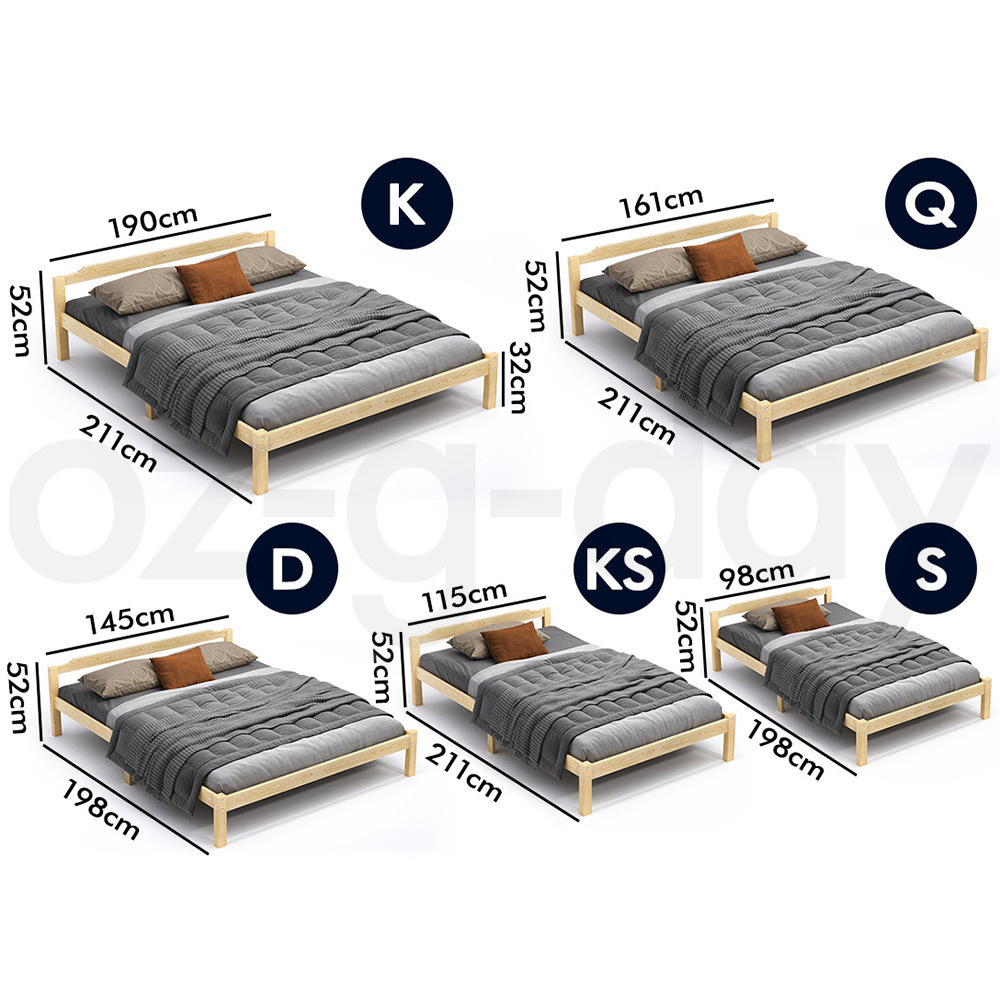 ALFORDSON Bed Frame Queen Double King Single Size Wooden Mattress Base White/Oak - Picture 214 of 864