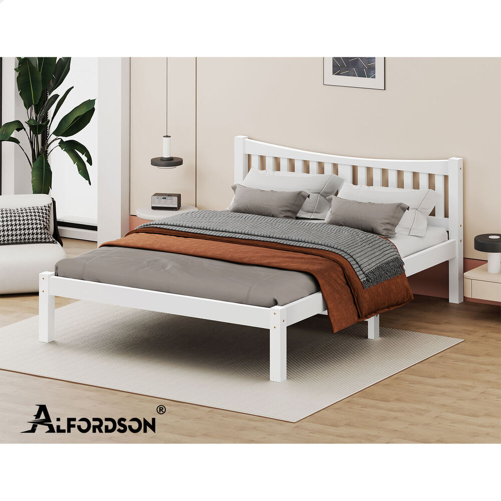 ALFORDSON Bed Frame Queen Double King Single Size Wooden Mattress Base White/Oak - Picture 394 of 864