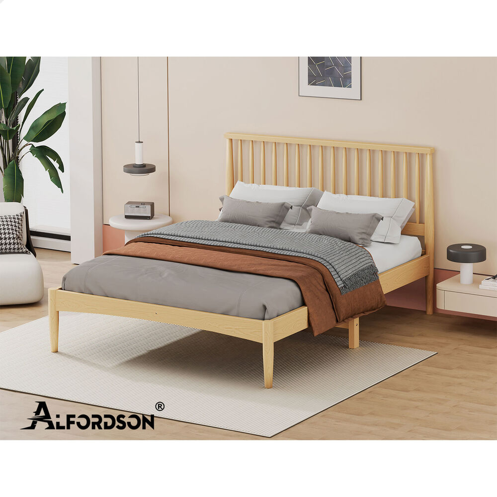 ALFORDSON Bed Frame Queen Double King Single Size Wooden Mattress Base White/Oak - Picture 526 of 864