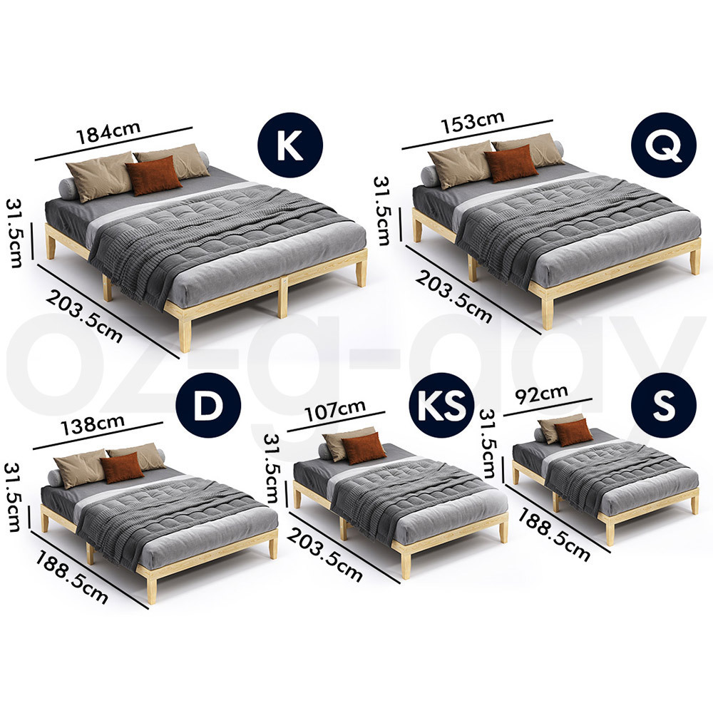 ALFORDSON Bed Frame Queen Double King Single Size Wooden Mattress Base White/Oak - Picture 850 of 864