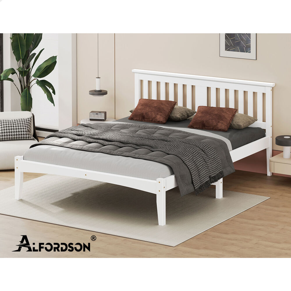 ALFORDSON Bed Frame Queen Double King Single Size Wooden Mattress Base White/Oak - Picture 706 of 864