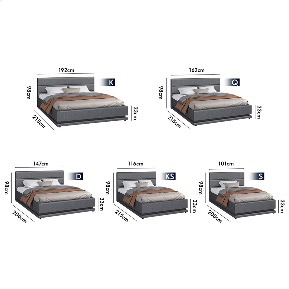 ALFORDSON Bed Frame Queen Double King Single RGB LED Gas Lift Storage Base - Picture 95 of 301