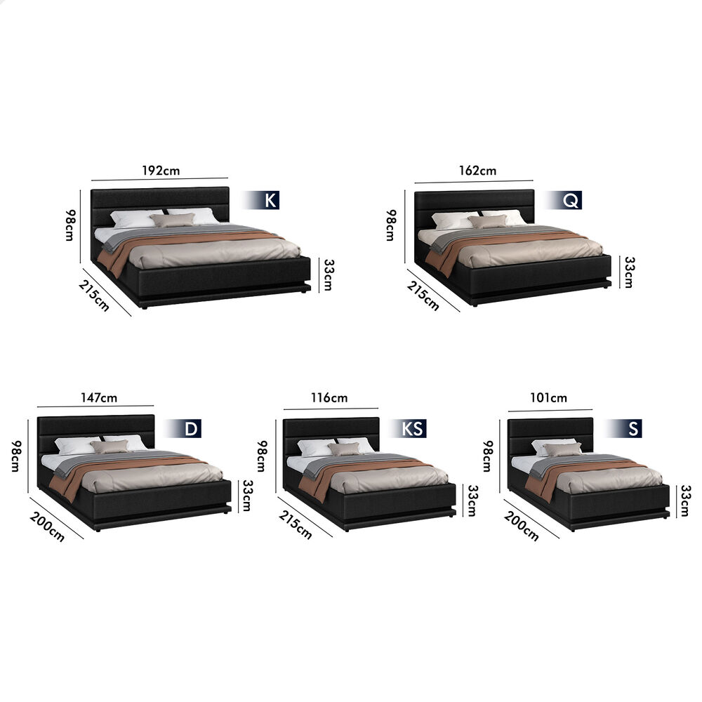 ALFORDSON Bed Frame Queen Double King Single RGB LED Gas Lift Storage Base - Picture 203 of 301