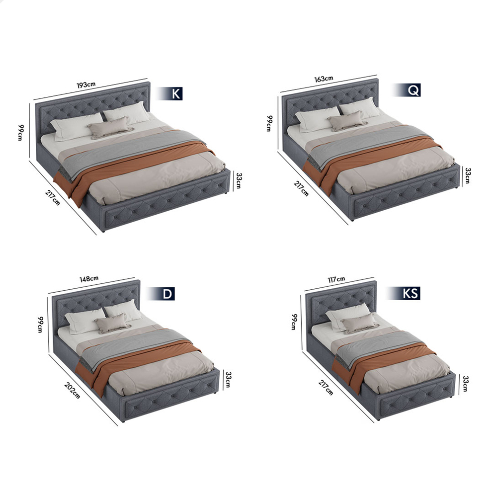 ALFORDSON Bed Frame Queen Double King Single Full Size Gas Lift Storage Base - Picture 167 of 193