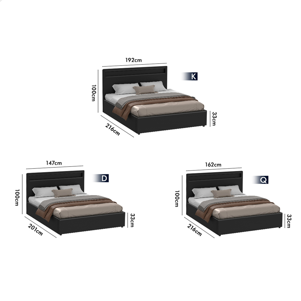 ALFORDSON Bed Frame Double Queen King RGB LED Gas Lift Storage Base - Picture 83 of 145
