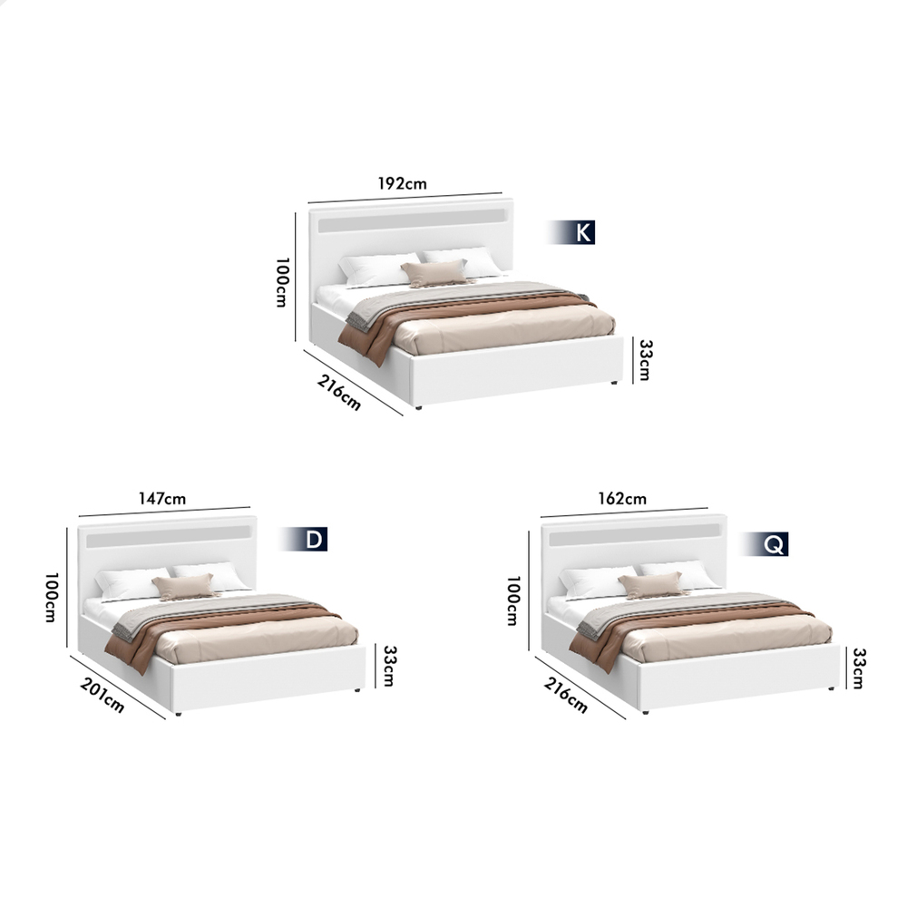 ALFORDSON Bed Frame Double Queen King RGB LED Gas Lift Storage Base - Picture 143 of 145