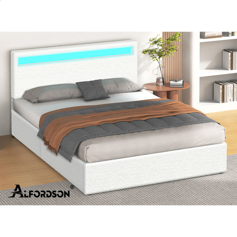 ALFORDSON Bed Frame Double Queen King Single RGB LED Gas Lift Storage Base - Picture 15 of 225