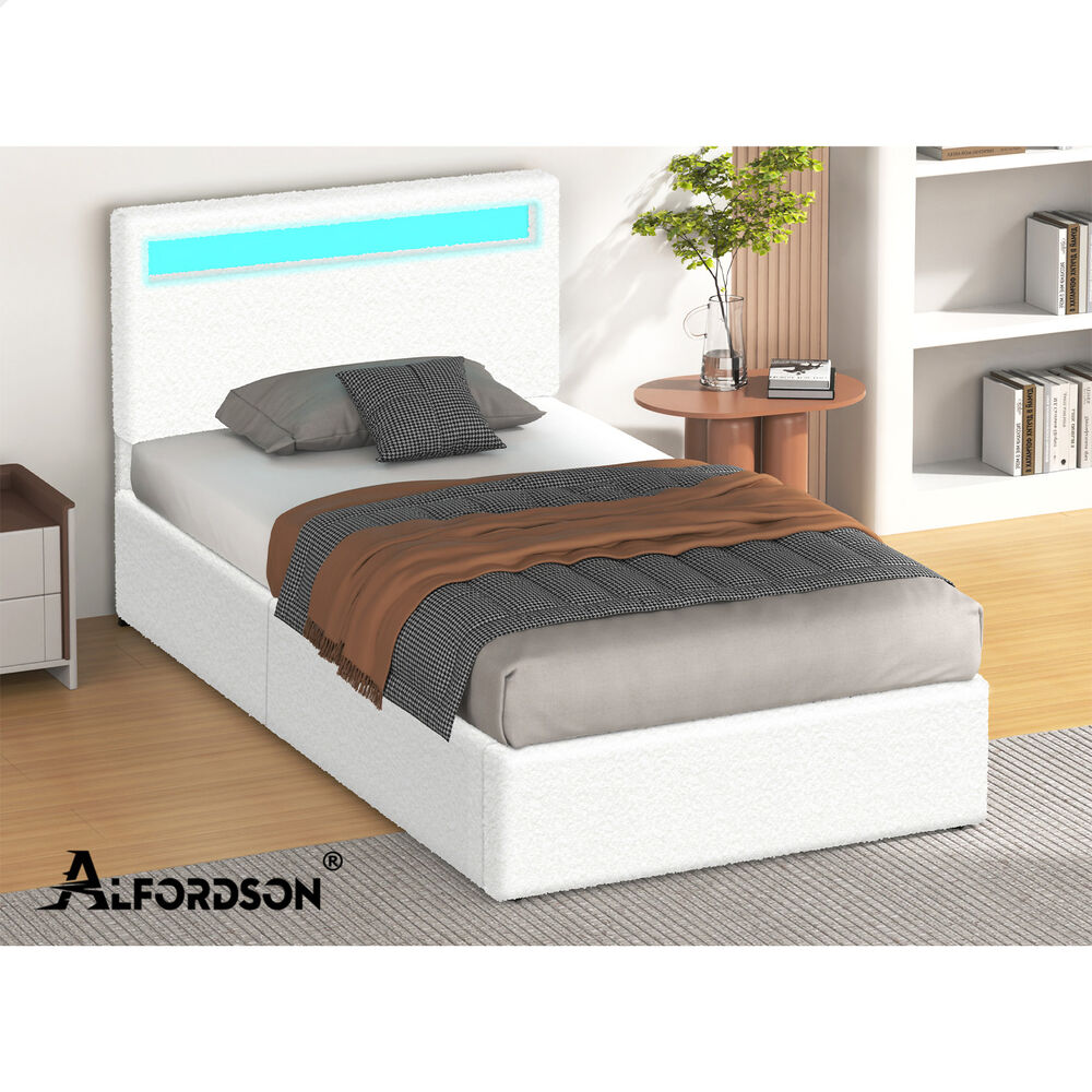 ALFORDSON Bed Frame Double Queen King Single RGB LED Gas Lift Storage Base - Picture 191 of 225