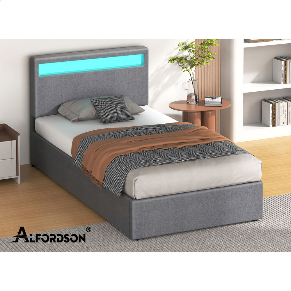 ALFORDSON Bed Frame Double Queen King Single RGB LED Gas Lift Storage Base - Picture 202 of 225