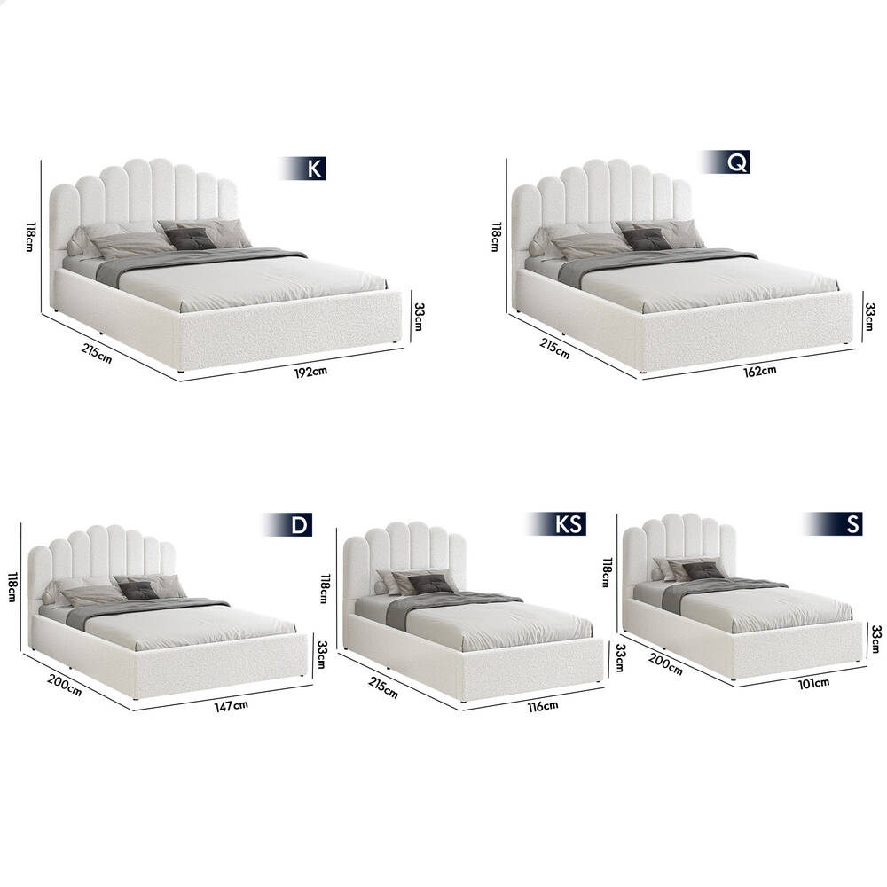 ALFORDSON Bed Frame Queen Double King Single Gas Lift Storage Leather Boucle - Picture 111 of 244