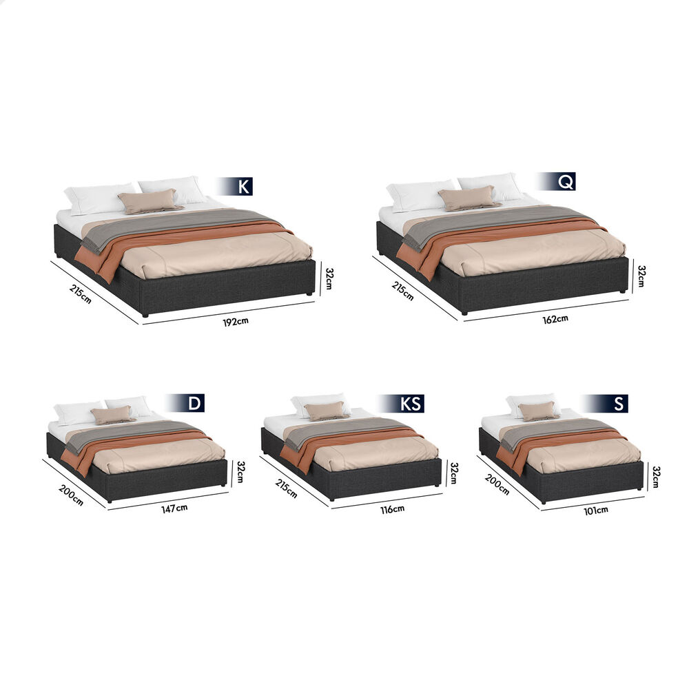 ALFORDSON Bed Frame Queen Double King Single Gas Lift Storage Fabric Boucle - Picture 167 of 361