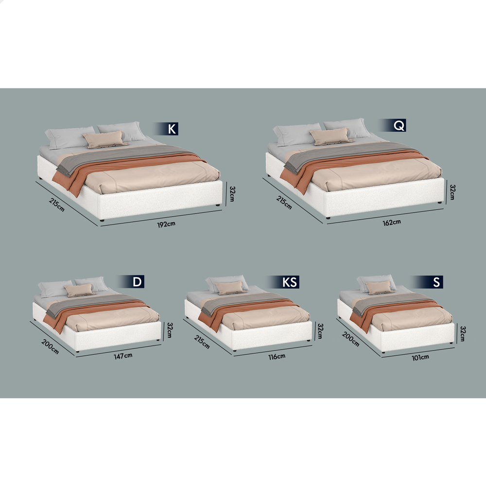 ALFORDSON Bed Frame Queen Double King Single Gas Lift Storage Fabric Boucle - Picture 227 of 361