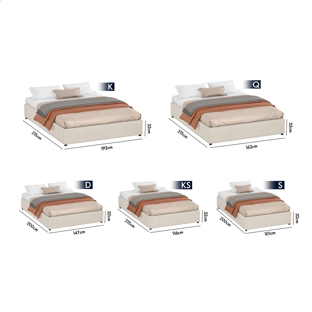 ALFORDSON Bed Frame Queen Double King Single Gas Lift Storage Fabric Boucle - Picture 251 of 361