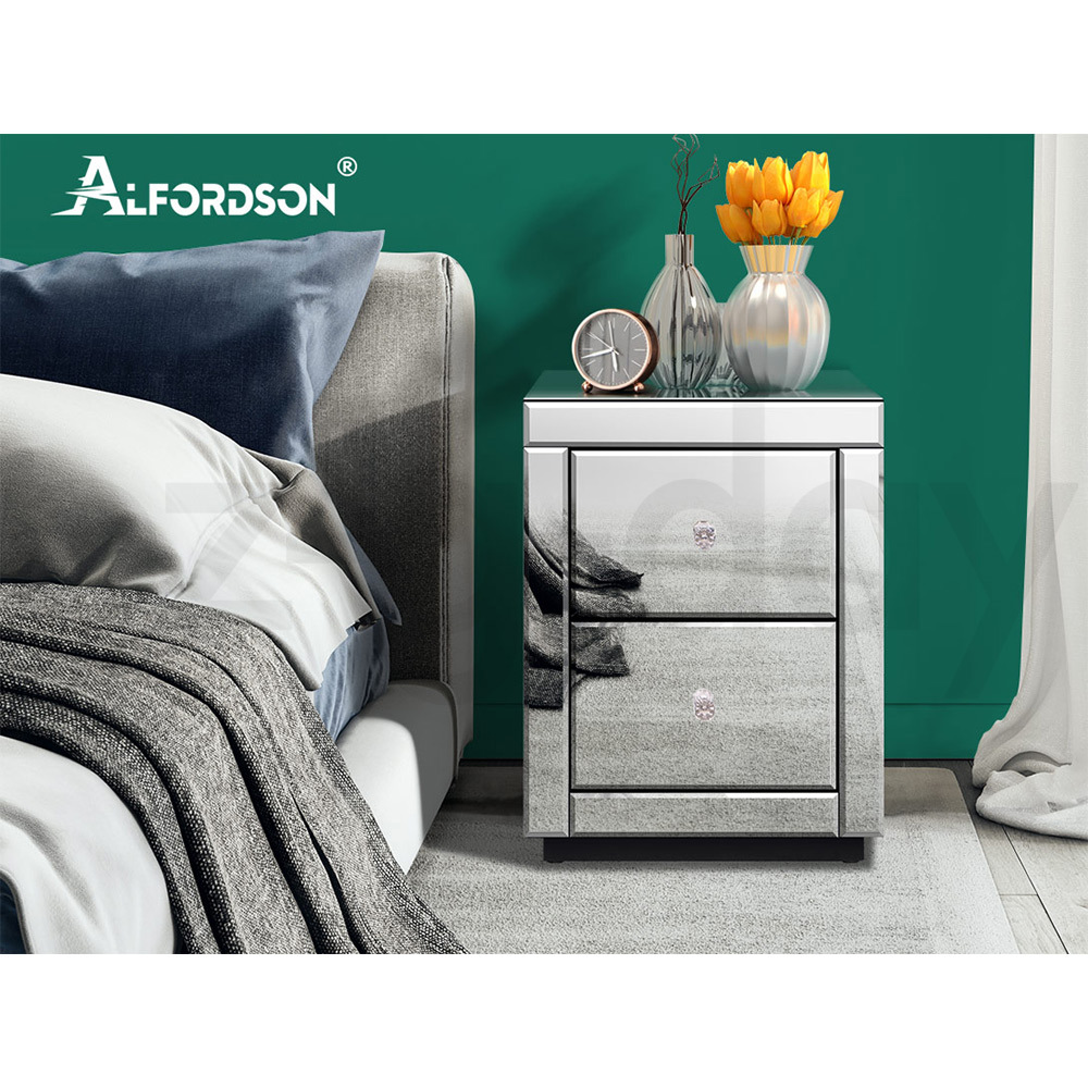 ALFORDSON Bedside Table Mirrored Cabinet Nightstand Side End Table Drawers - Picture 46 of 76