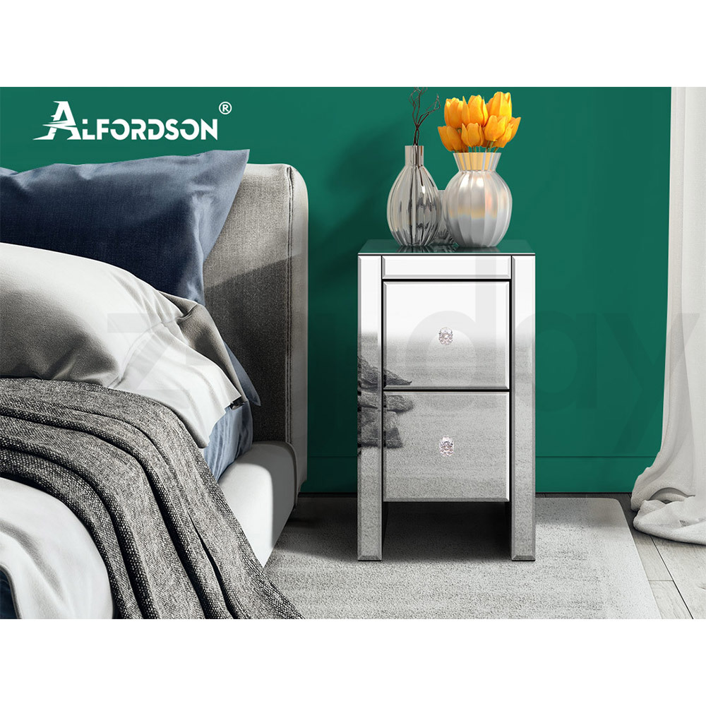 ALFORDSON Bedside Table Mirrored Cabinet Nightstand Side End Table Drawers - Picture 16 of 76