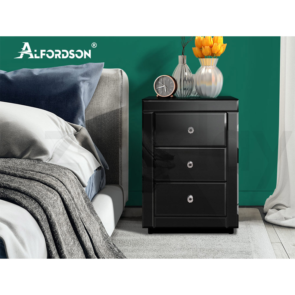 ALFORDSON Bedside Table Mirrored Cabinet Nightstand Side End Table Drawers - Picture 56 of 76