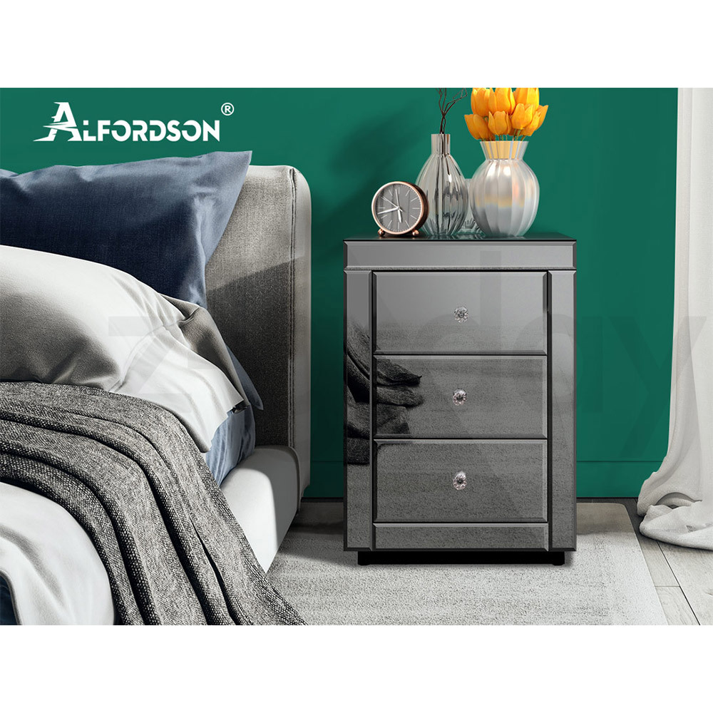 ALFORDSON Bedside Table Mirrored Cabinet Nightstand Side End Table Drawers - Picture 66 of 76