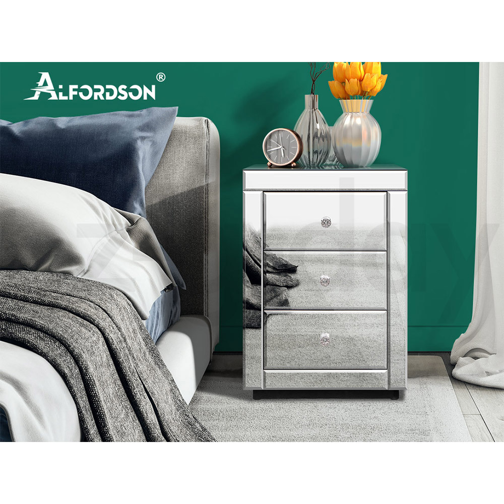 ALFORDSON Bedside Table Mirrored Cabinet Nightstand Side End Table Drawers - Picture 76 of 76