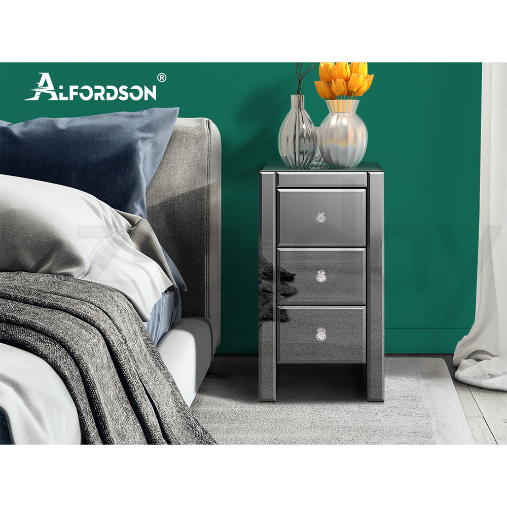 ALFORDSON Bedside Table Mirrored Cabinet Nightstand Side End Table Drawers - Picture 26 of 76
