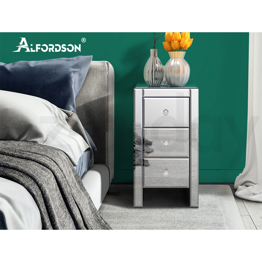 ALFORDSON Bedside Table Mirrored Cabinet Nightstand Side End Table Drawers - Picture 36 of 76