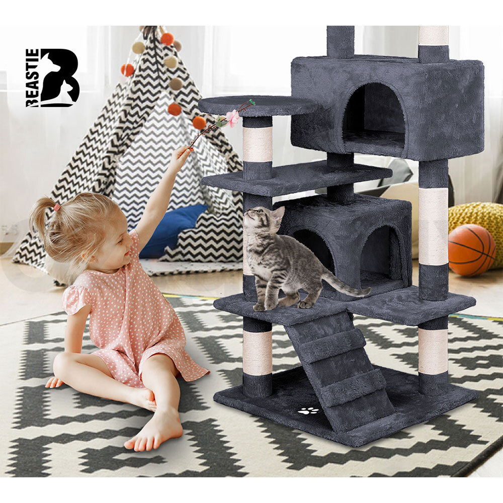 BEASTIE Cat Tree Scratching Post Scratcher Tower Condo House Furniture Wood 134 - Picture 22 of 32