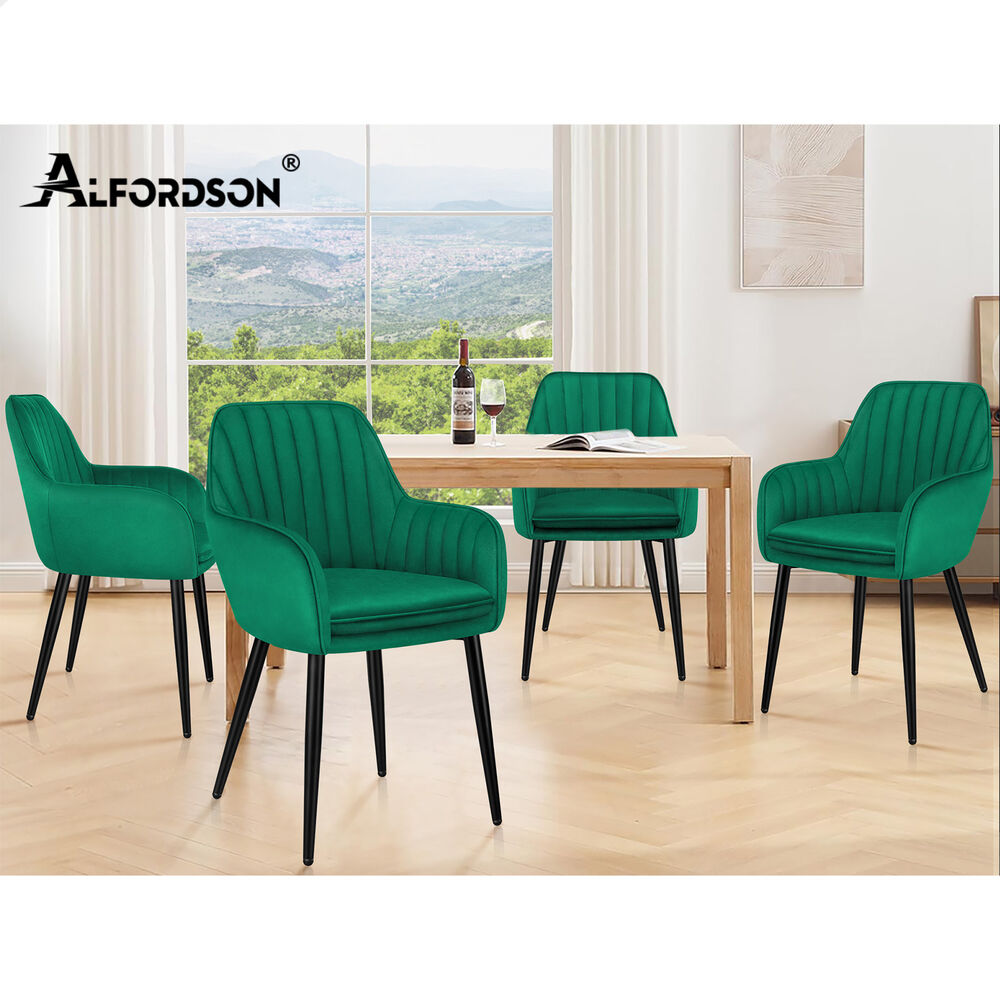 ALFORDSON 2/4x Armchair Dining Chair Kitchen Accent Sofa Couch Granular Velvet - Picture 34 of 90