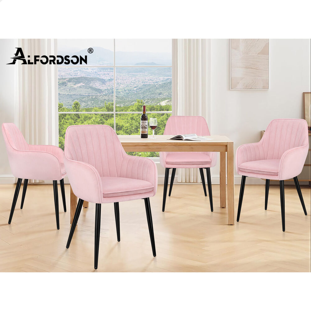 ALFORDSON 2/4x Armchair Dining Chair Kitchen Accent Sofa Couch Granular Velvet - Picture 89 of 90