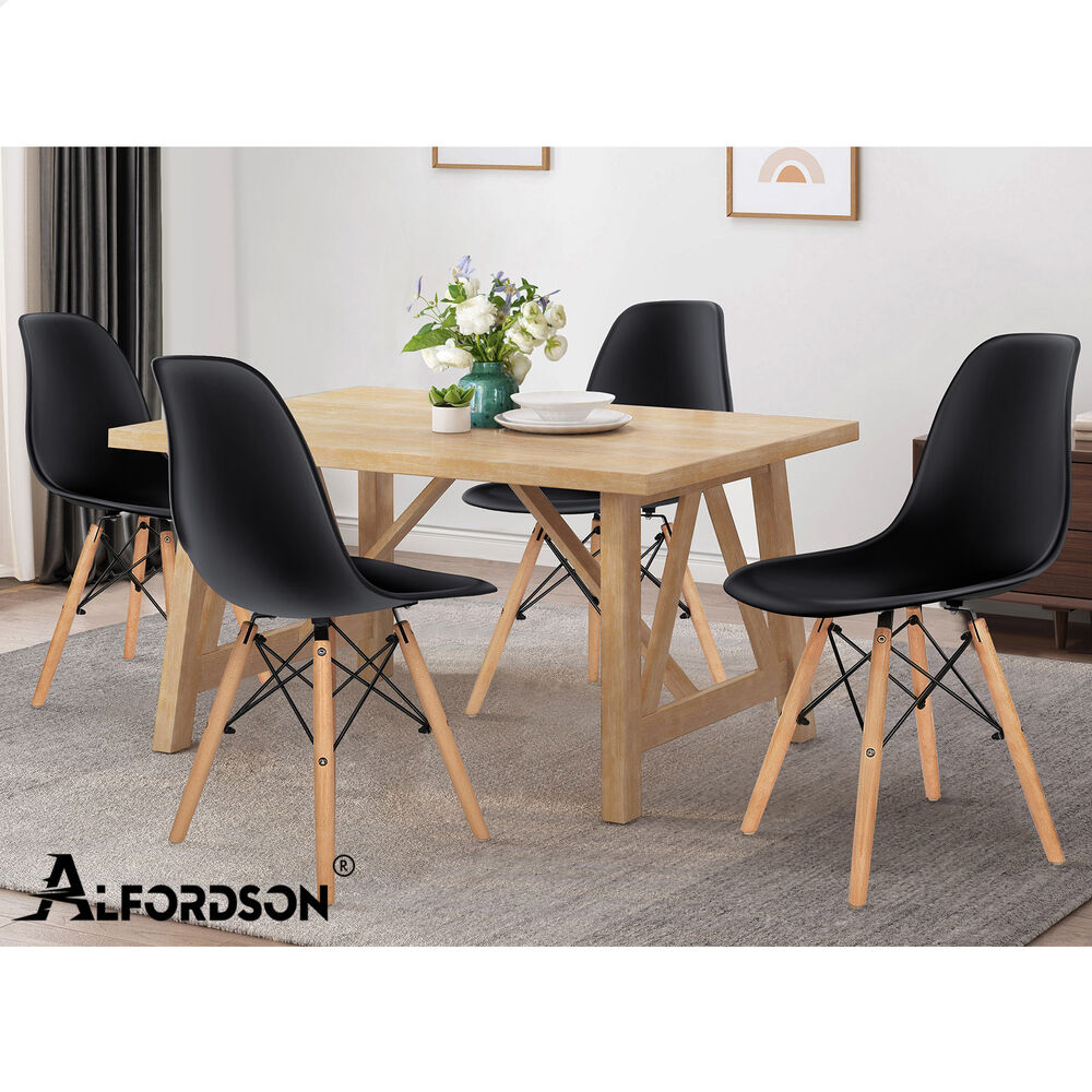 ALFORDSON 4x Dining Chairs Retro Steel Kitchen Lounge Cafe Side Solid Wood PP - Picture 23 of 68