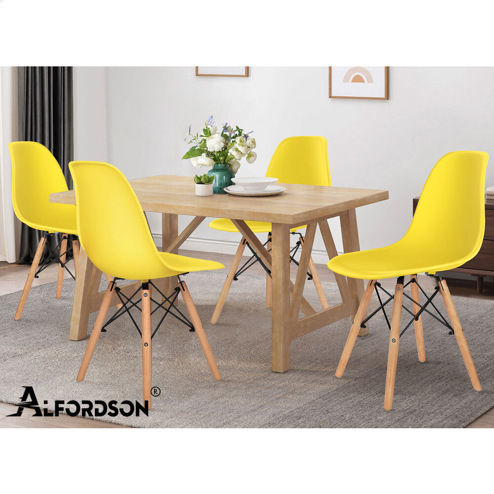 ALFORDSON 4x Dining Chairs Retro Steel Kitchen Lounge Cafe Side Solid Wood PP - Picture 67 of 68