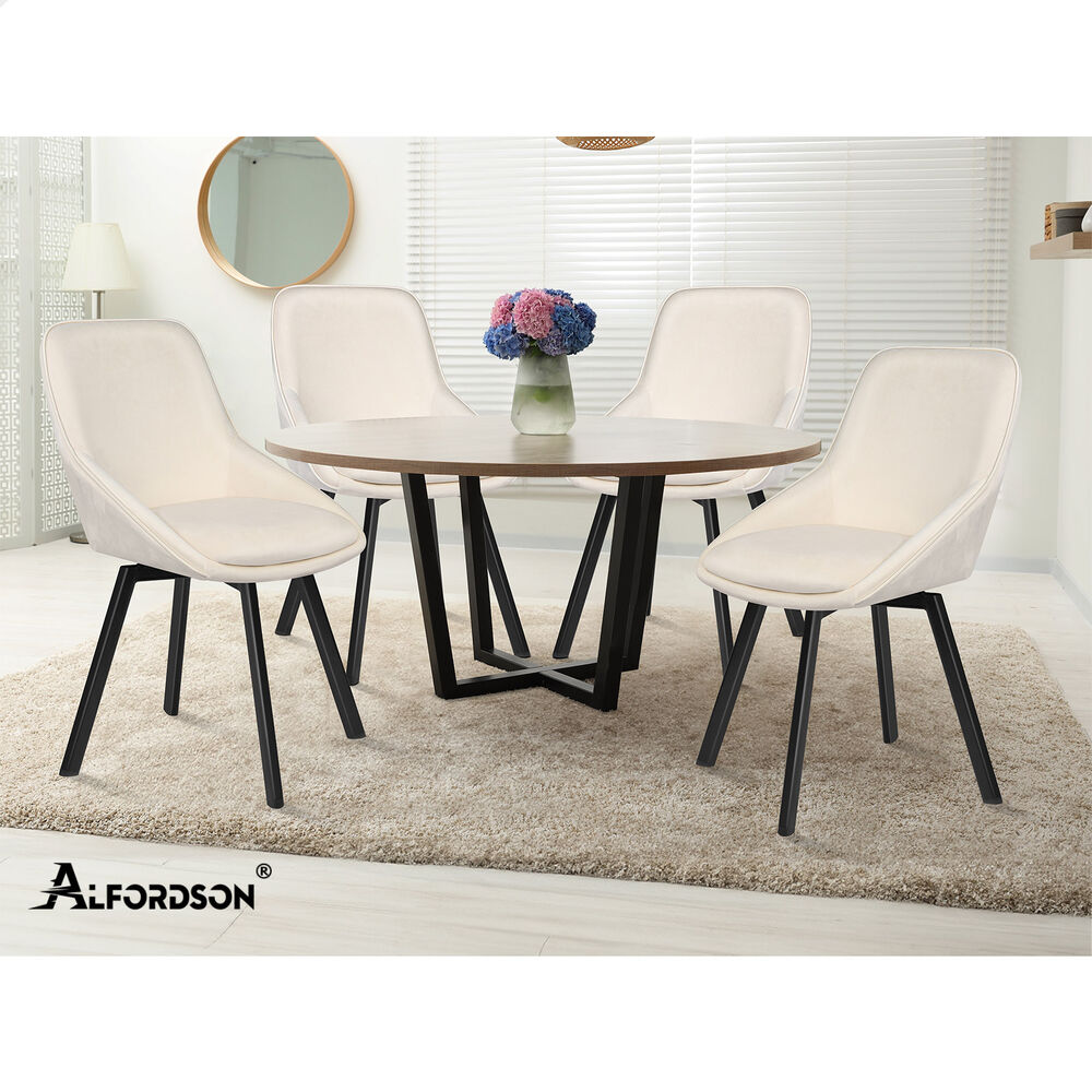 ALFORDSON Dining Chairs Kitchen Swivel PU Leather Sherpa Velvet Wooden x1/x2/x4 - Picture 378 of 592