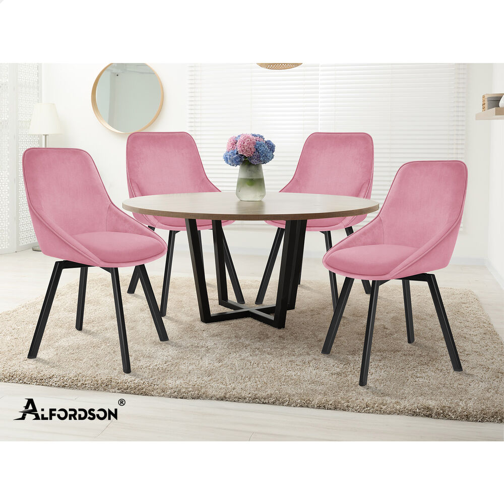 ALFORDSON Dining Chairs Kitchen Swivel PU Leather Sherpa Velvet Wooden x1/x2/x4 - Picture 426 of 592